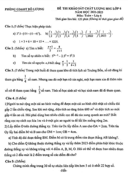 đề khảo sát hsg toán 6 năm 2022 – 2023 phòng gd&đt đô lương – nghệ an