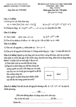 đề khảo sát hsg toán 6 năm 2023 – 2024 phòng gd&đt ninh giang – hải dương