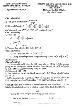 đề khảo sát hsg toán 7 năm 2023 – 2024 phòng gd&đt ninh giang – hải dương