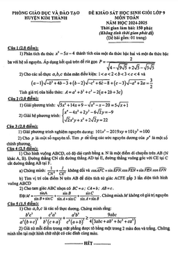 đề khảo sát hsg toán 9 năm 2024 – 2025 phòng gd&đt kim thành – hải dương