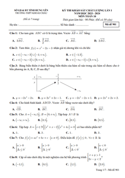 đề khảo sát lần 1 toán 10 năm 2023 – 2024 trường thpt khoái châu – hưng yên