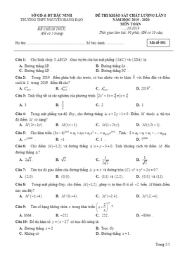 đề khảo sát lần 1 toán 11 năm 2019 – 2020 trường nguyễn đăng đạo – bắc ninh