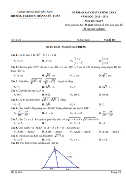 đề khảo sát lần 1 toán 9 năm 2023 – 2024 trường trần quốc toản – bắc ninh