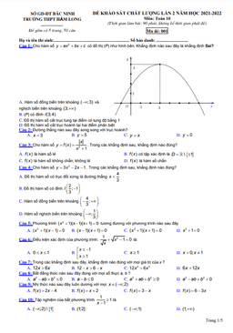 đề khảo sát lần 2 toán 10 năm 2021 – 2022 trường thpt hàm long – bắc ninh
