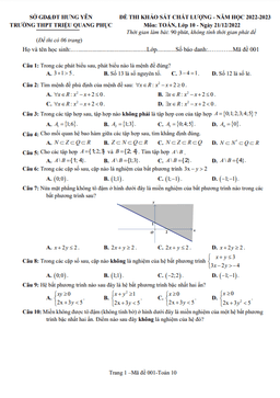 đề khảo sát lần 2 toán 10 năm 2022 – 2023 trường thpt triệu quang phục – hưng yên