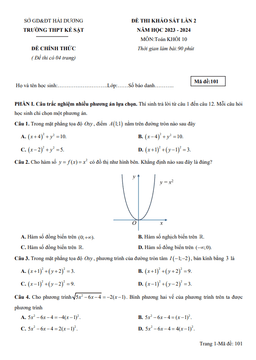 đề khảo sát lần 2 toán 10 năm 2023 – 2024 trường thpt kẻ sặt – hải dương