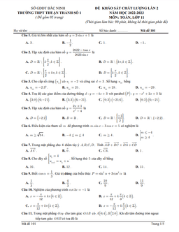 đề khảo sát lần 2 toán 11 năm 2022 – 2023 trường thpt thuận thành 1 – bắc ninh