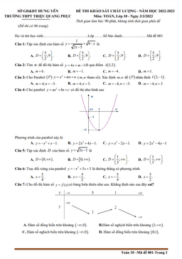 đề khảo sát lần 3 toán 10 năm 2022 – 2023 trường thpt triệu quang phục – hưng yên