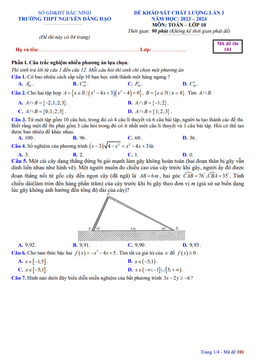 đề khảo sát lần 3 toán 10 năm 2023 – 2024 trường thpt nguyễn đăng đạo – bắc ninh