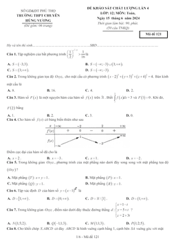 đề khảo sát lần 4 toán 12 năm 2023 – 2024 trường thpt chuyên hùng vương – phú thọ