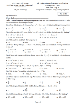 đề khảo sát toán 10 cuối năm 2023 – 2024 trường thpt thuận thành 1 – bắc ninh