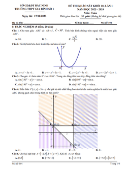 đề khảo sát toán 10 lần 1 năm 2023 – 2024 trường thpt gia bình 1 – bắc ninh