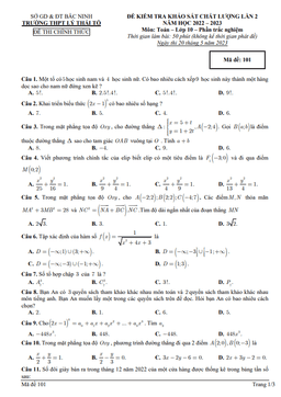 đề khảo sát toán 10 lần 2 năm 2022 – 2023 trường thpt lý thái tổ – bắc ninh
