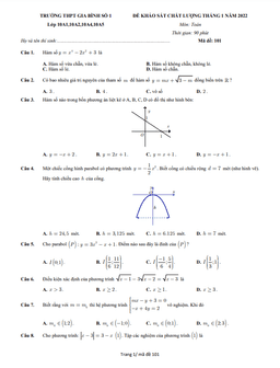 đề khảo sát toán 10 tháng 1 năm 2022 trường thpt gia bình 1 – bắc ninh