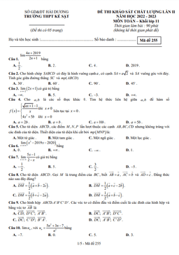 đề khảo sát toán 11 lần 2 năm 2022 – 2023 trường thpt kẻ sặt – hải dương