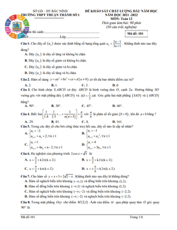 đề khảo sát toán 12 đầu năm học 2021 – 2022 trường thuận thành 1 – bắc ninh
