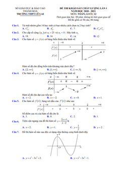 đề khảo sát toán 12 lần 1 năm 2020 – 2021 trường thpt lê lai – thanh hóa