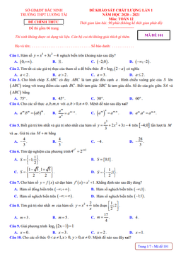 đề khảo sát toán 12 lần 1 năm 2020 – 2021 trường thpt lương tài – bắc ninh