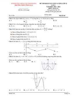 đề khảo sát toán 12 lần 1 năm 2022 – 2023 trường tĩnh gia 3 – thanh hóa