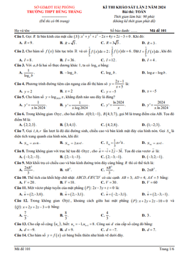 đề khảo sát toán 12 lần 2 năm 2023 – 2024 trường thpt hùng thắng – hải phòng