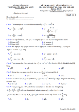 đề khảo sát toán 12 năm 2022 – 2023 trường quốc học quy nhơn – bình định