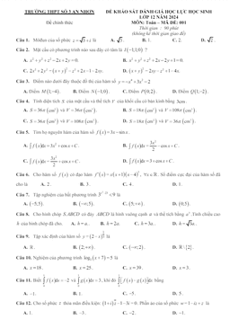 đề khảo sát toán 12 năm 2023 – 2024 trường thpt số 3 an nhơn – bình định