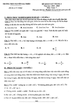 đề khảo sát toán 7 tháng 3 năm 2023 trường thcs nguyễn gia thiều – bắc ninh
