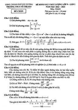 đề khảo sát toán 9 lần 1 năm 2022 – 2023 trường thcs võ thị sáu – hải dương