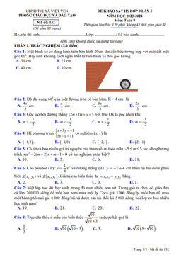 đề khảo sát toán 9 lần 5 năm 2023 – 2024 phòng gd&đt việt yên – bắc giang