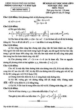 đề khảo sát toán 9 năm 2022 – 2023 phòng gd&đt thành phố hải dương