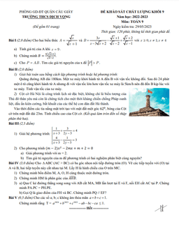 đề khảo sát toán 9 năm 2022 – 2023 trường thcs dịch vọng – hà nội