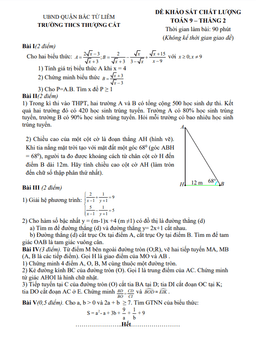 đề khảo sát toán 9 tháng 2 năm 2023 trường thcs thượng cát – hà nội