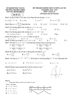 đề kiểm định chất lượng toán 12 năm học 2016 – 2017 trường nguyễn bỉnh khiêm – bắc giang lần 3