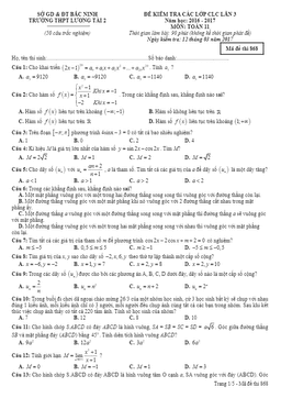 đề kiểm tra các lớp clc môn toán 11 trường thpt lương tài 2 – bắc ninh lần 3
