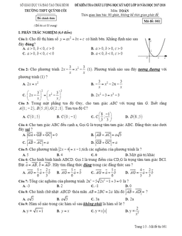 đề kiểm tra chất lượng hk1 toán 10 năm học 2017 – 2018 trường thpt quỳnh côi – thái bình