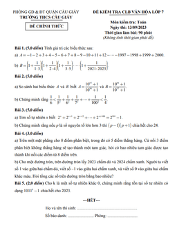 đề kiểm tra clb toán 7 năm 2023 – 2024 trường thcs cầu giấy – hà nội