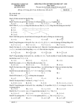 đề kiểm tra cuối cấp toán 12 thpt năm 2017 – 2018 sở gd và đt sóc trăng