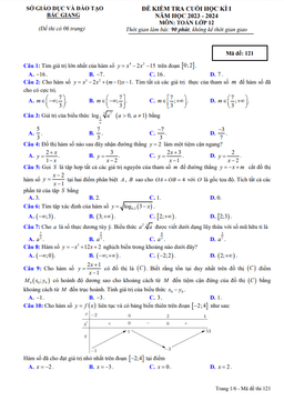 đề kiểm tra cuối học kì 1 toán 12 năm 2023 – 2024 sở gd&đt bắc giang
