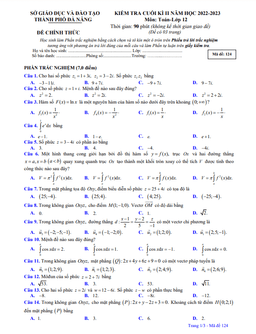 đề kiểm tra cuối học kì 2 toán 12 năm 2022 – 2023 sở gd&đt đà nẵng