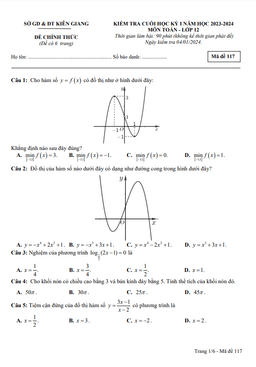 đề kiểm tra cuối học kỳ 1 toán 12 năm 2023 – 2024 sở gd&đt kiên giang