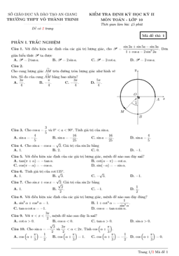 đề kiểm tra định kỳ đại số 10 chương 6 trường võ thành trinh – an giang