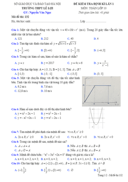 đề kiểm tra định kỳ lần 1 môn toán lớp 10 trường thpt lê lợi – hà nội
