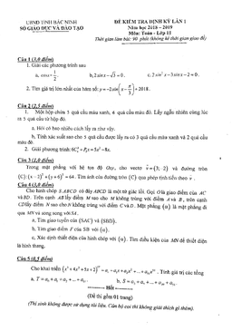 đề kiểm tra định kỳ toán 11 lần 1 năm 2018 – 2019 sở gd và đt bắc ninh