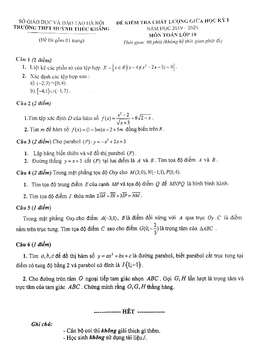 đề kiểm tra giữa hk1 toán 10 năm 2019 – 2020 trường huỳnh thúc kháng – hà nội