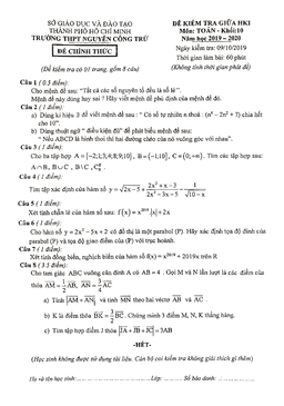 đề kiểm tra giữa hk1 toán 10 năm 2019 – 2020 trường nguyễn công trứ – tp hcm
