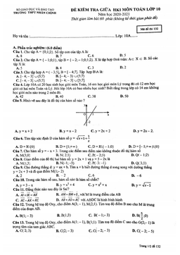 đề kiểm tra giữa hk1 toán 10 năm 2020 – 2021 trường thpt nhân chính – hà nội