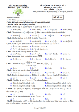 đề kiểm tra giữa hk1 toán 10 năm 2020 – 2021 trường thpt yên mô b – ninh bình