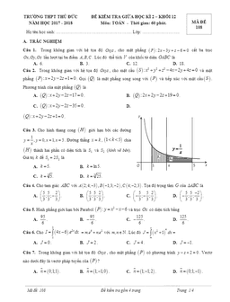 đề kiểm tra giữa hk2 toán 12 năm học 2017 – 2018 trường thpt thủ đức – tp. hcm