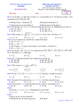 đề kiểm tra giữa học kỳ 1 toán 10 năm 2018 – 2019 trường yên phong 1 – bắc ninh