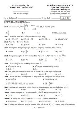 đề kiểm tra giữa học kỳ 1 toán 10 năm 2020 – 2021 trường thpt ngô gia tự – đắk lắk
